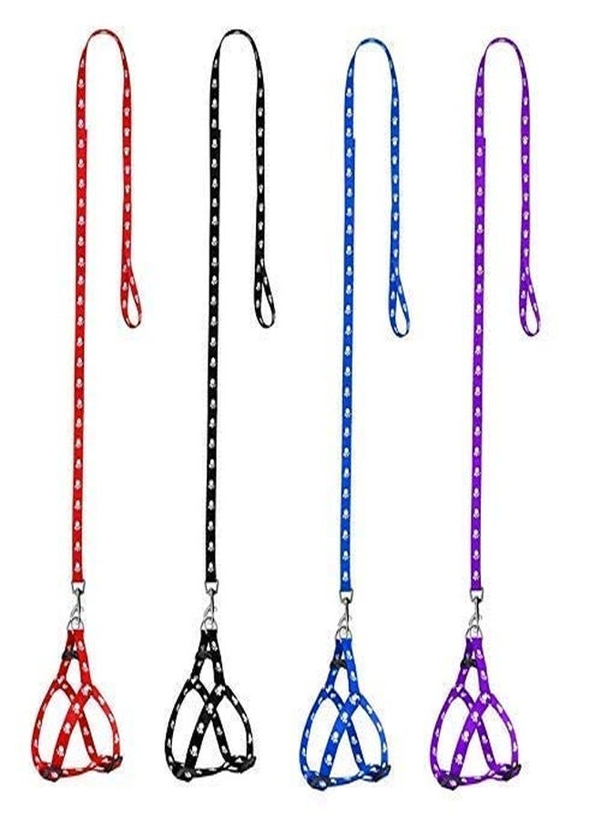 Smart Pups Dog Nylon Harness Colour May Very Panja Print Pack of 1Pcs Harness Leash and Collar Set (Blue) - Image 3